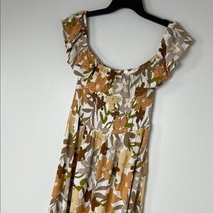 Promesa Brown Floral Maxi Dress with Ruffle Detail size M NWT